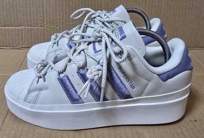 ADIDAS SUPERSTAR BONEGA BOLD SPORTSCHUHE GRÖßE UK 6,5 CREME & FLIEDER ATEMBERAUBENDES PAAR 