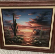  BEAUTIFUL  B Duggan signed original southwestern desert landscape oil painting