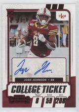 2021 Panini Contenders Draft Picks College Game Ticket Red Josh Johnson Auto qp4
