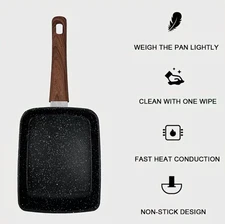 Square Nonstick Frying Pan Skillet Fast Heat Lightweight Easy Clean