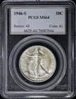 1946-S 50C Walking Liberty Half Dollar PCGS MS64