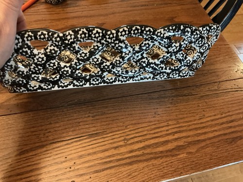 Temptations Old World Black Oval Bread Basket 14 1/2" x 7 1/4" - Picture 2 of 3