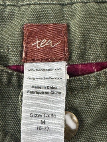 Tea Collection Olive Green Magenta Utility Jacket Girls Size Medium (6-7) #4875 - Picture 6 of 11