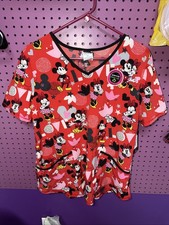 Mickey And Minnie Mouse Disney Scrub Shirt Women  s Size M