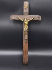 Antique Wooden Crucifix Corpus Christ - 14" x 7" Wall Cross - 7oz