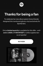 Ariana Grande Petal Spotify Fans First Exclusive Ghosty Vinyl 👻 SOLD OUT