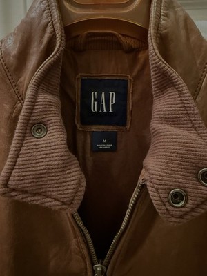 ✓ RARE Vintage 90s GAP Brown Leather Jacket Sz MEDIUM MEN Racer