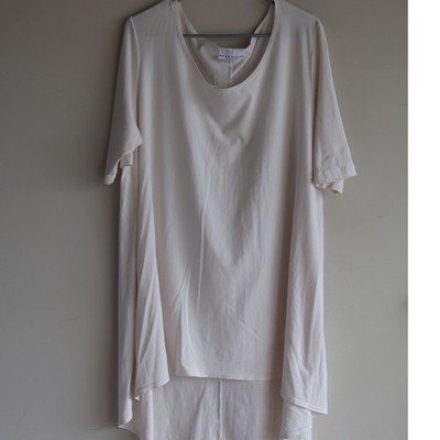 Bryn Walker Lilo Cream Hi-Lo Tunic Shirt Women's 1X Lagenlook Minimalist Bamboo