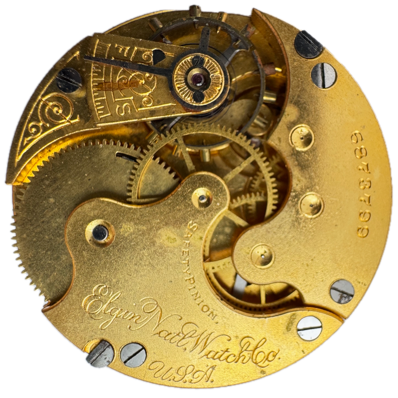 Antique 6s 1897 Elgin 7 Jewel Mechanical Hunter Pocket Watch Movement 117 USA