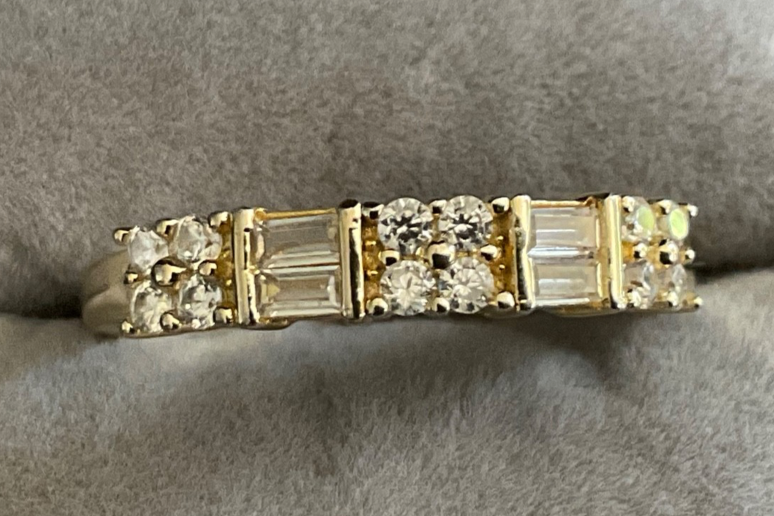 Vintage JTV Vermeil CZ Baguette Round Band Ring Signed YGI 925 CN Size 8.5