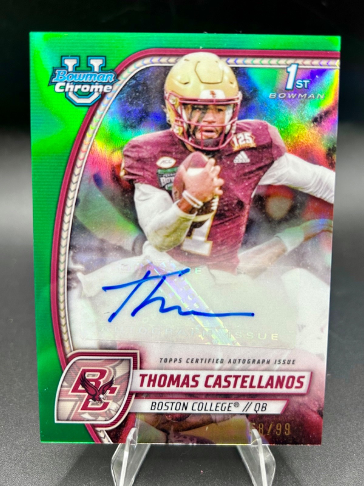 2024 Bowman Chrome U Thomas Castellanos Green Refractor Auto /99 Florida State