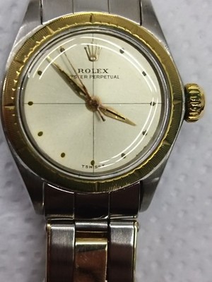 1966 ROLEX LADIES ZEPHYR REF 6621. GOLD & STEEL BAND 6634 /66. GOLD BEZEL