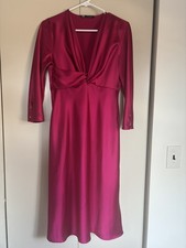 ZARA Never worn WOMAN KNOTTED SATIN EFFECT MIDI DRESS FUCHSIA Medium 8873/323