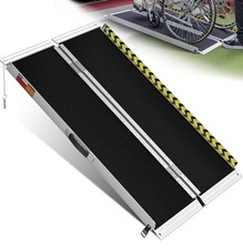 4Ft Portable Wheelchair Ramp Non-Skid Folding Aluminum Ramps Steps