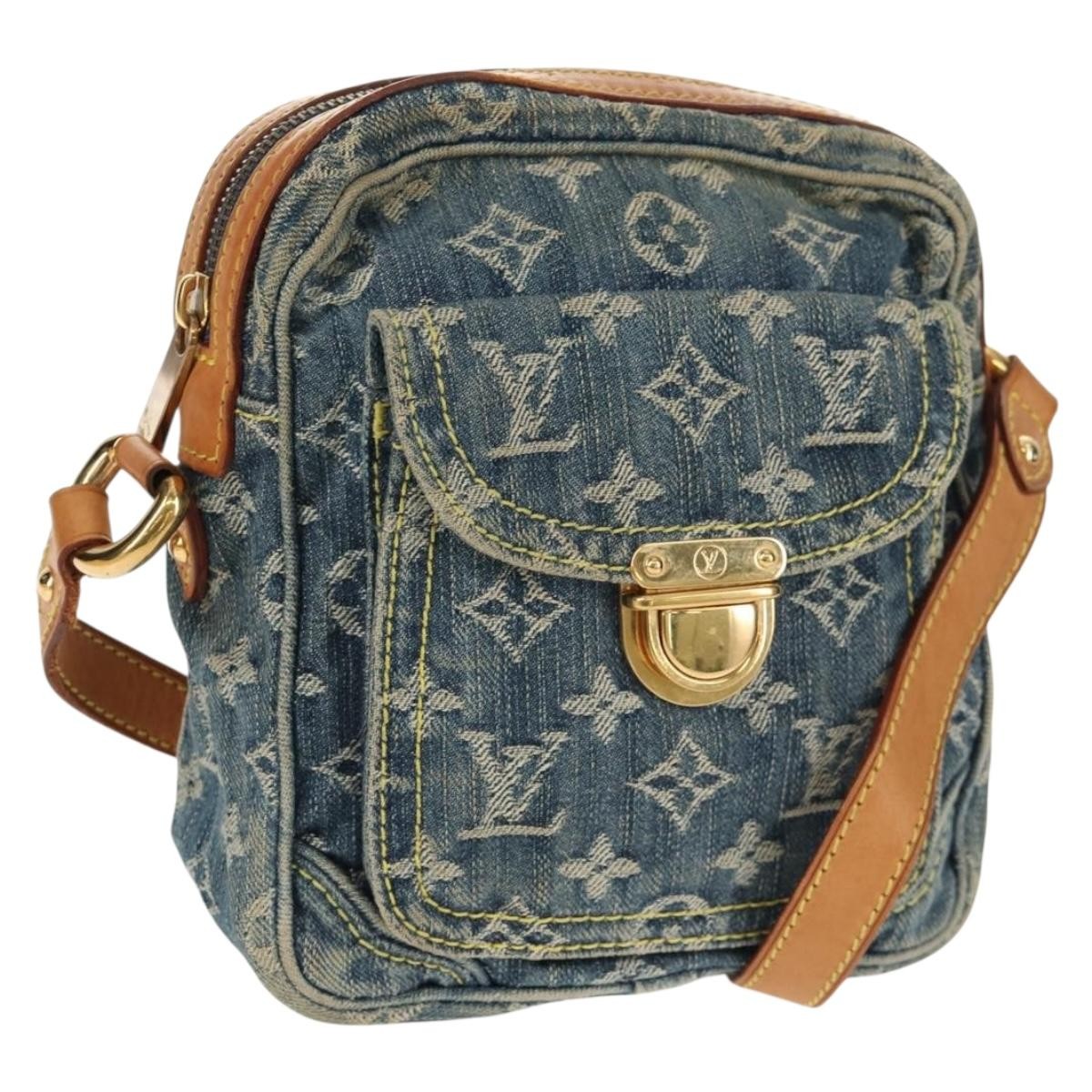 LOUIS VUITTON Monogram Denim Camera Bag Shoulder Bag Blue M95348 LV Auth 160880V