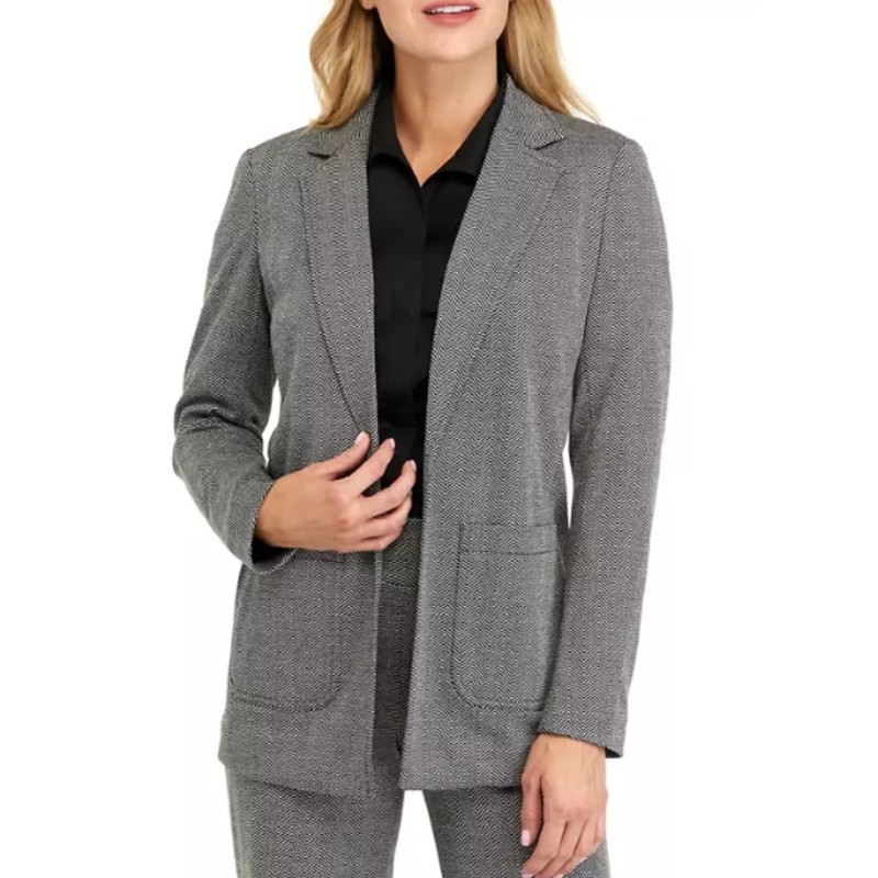 Anne Klein Herringbone Open Front Patch Pockets N… - image 1