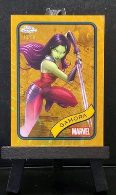 2025 Marvel Topps Chrome Gamora #140 Gold Wave Refractor 10/50