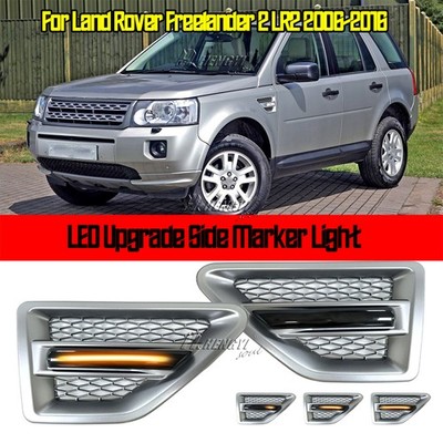 Silver Side Air Flow Vent Fender Grille + Light for Land Rover Freelander 2 LR2