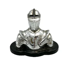 Vintage Negbaur N.Y. Knight In Armor Bust Table Lighter Used Untested Refillable