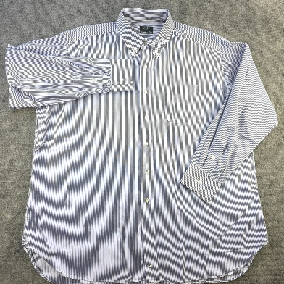 Camisa de Vestir Gitman Bros 17.5 34 Azul Rayas Verticales Manga Larga Con Botones Foto 2 de 4