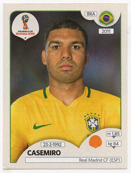 #364 Casemiro Brazil Panini FIFA World Cup Russia 2018 Sticker