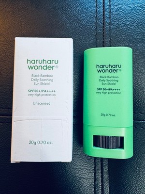 Haruharu Wonder Black Bamboo Soothing Sun Shield SPF50+ & Black Rice Essence NIB