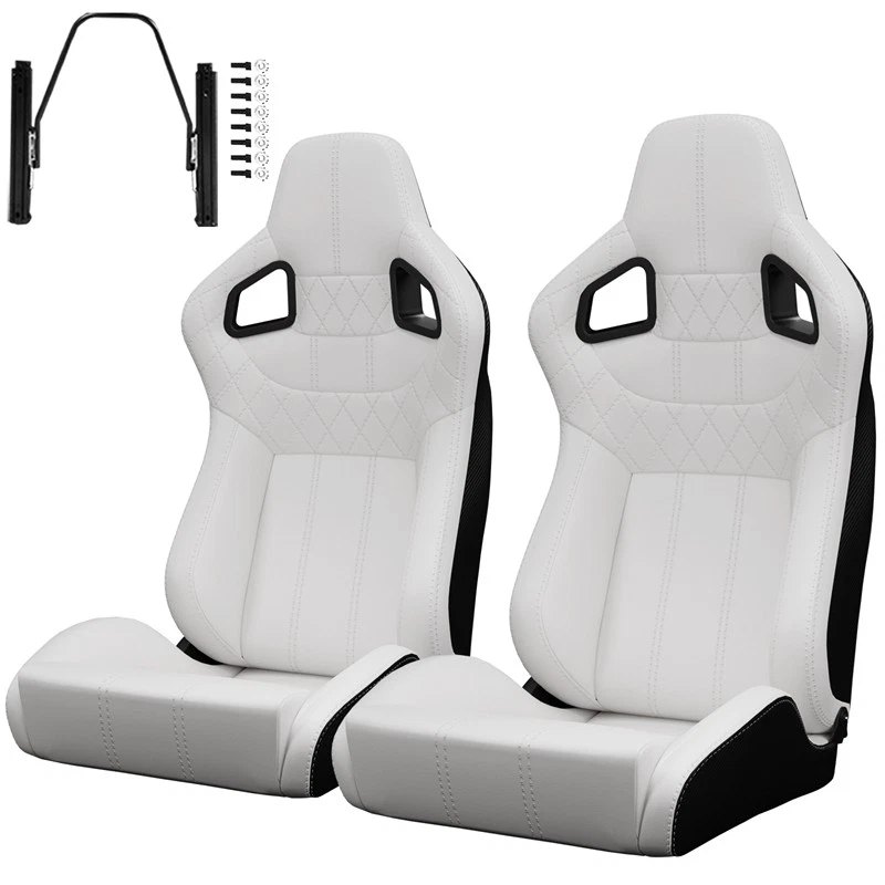 2 piezas Asientos de carreras reclinables para Nissan PVC cuero con asientos de cubo de doble deslizamiento Foto 4 de 4
