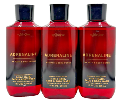#ad #ad NEW Bath amp; Body Works Lot of 3 Bottles Adrenaline 3 In 1 Hair Face Wash 10 oz $29.95