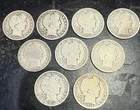 (Lot Of 9) Barber *90% Silver* Half Dollars Circulated Photos For Years, Mints