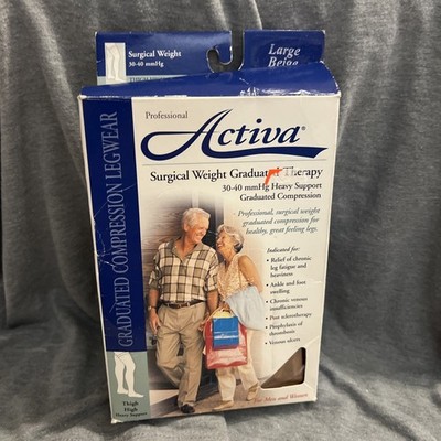 Activa Thigh High Surgical Large Beige 30-40 mmHg Heavy Support New H4203