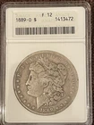 1889-O  1.00  ANACS   F12    Morgan Silver Dollar, Miss Liberty Head Dollar