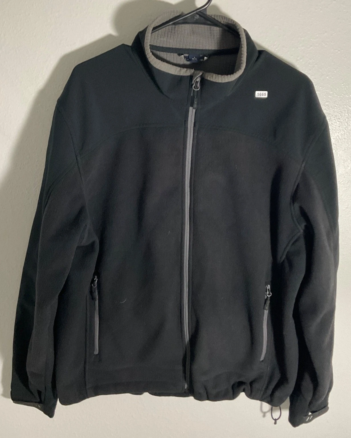 Lands End Mens Black Full-Zip Fleece Jacket L