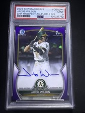 🔥 2023 Bowman Draft Jacob Wilson 1st Bowman Purple Refractor Auto 201/250 PSA 9