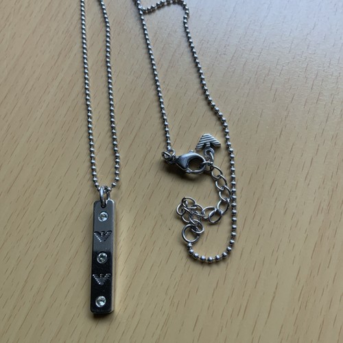 Armani 925 Silver Tag Style Pendant On Armani 925 Silver Chain - Zdjęcie 5 z 9