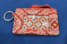 Vera Bradley ZIP ID Case & Coin Purse w/ Keyring Orange Paisley