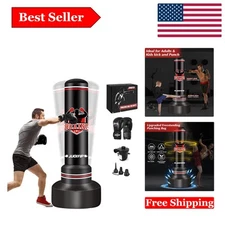 Heavy-Duty 70-Inch Standing Boxing Bag Set with Gloves & Pump