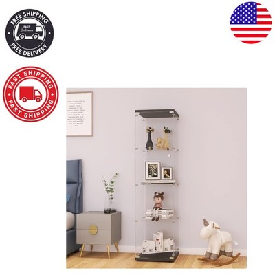Lockable Curio Cabinet for Collectibles, Wine & Figures   Modern Black