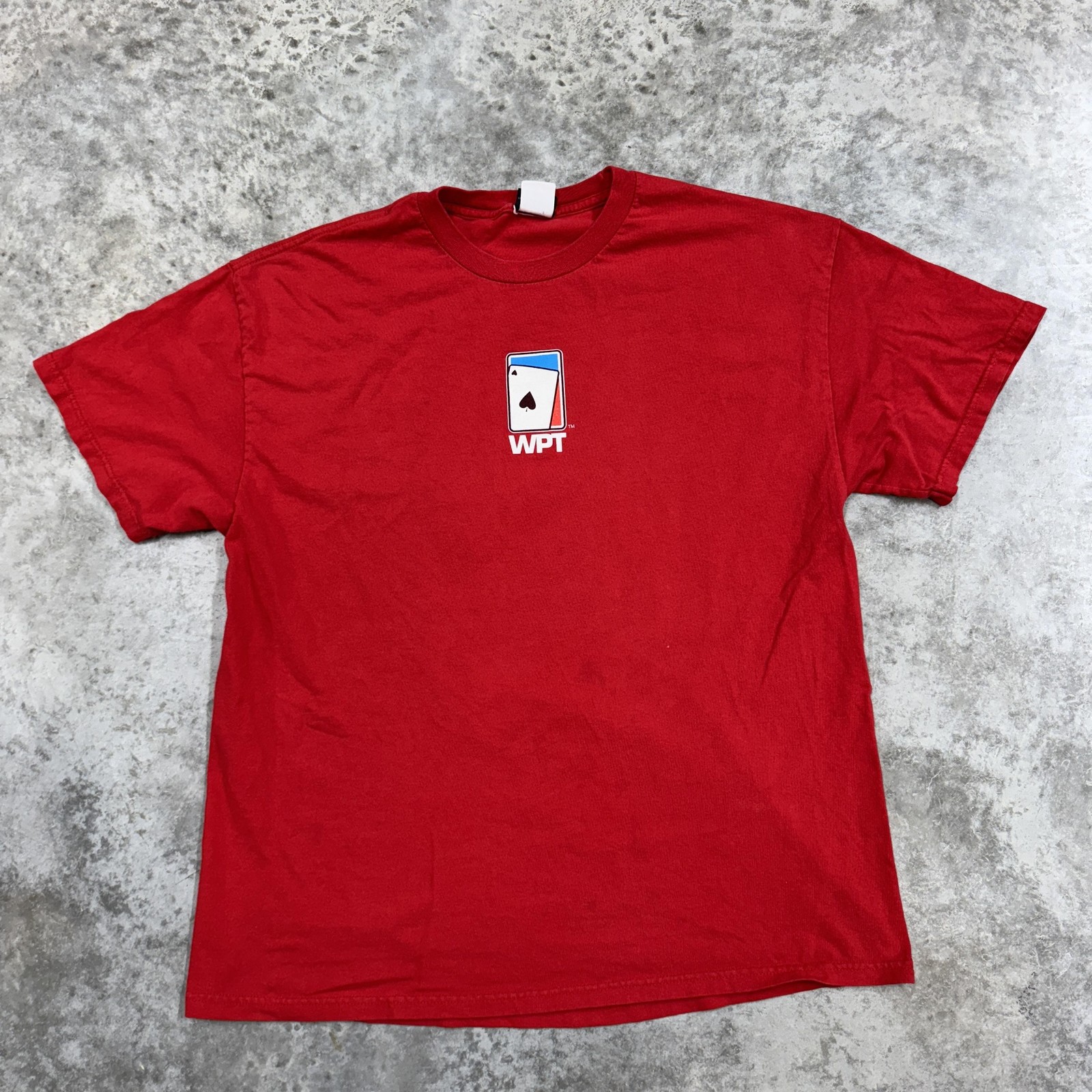 World Poker Tour Player Shirt Mens XL Red Poker Texas Hold Em Graphic Tee