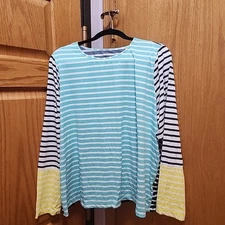 Lands end active shirt /blouse 2X Tricolored Striped