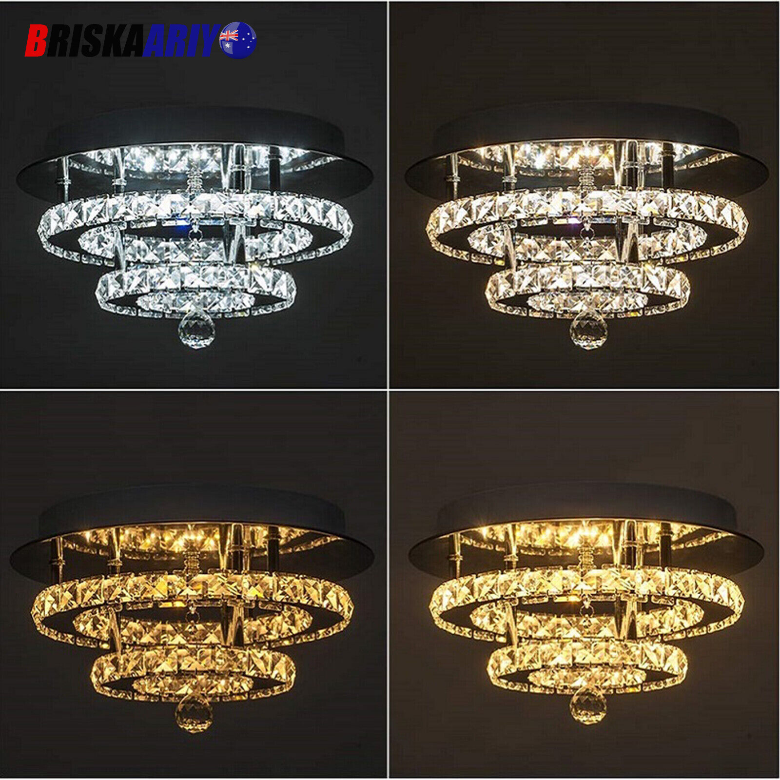 36W Modern Luxury Crystal LED Ceiling Light Flush Mount Chandelier ...