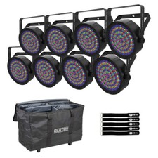 Chauvet DJ SlimPAR 64 RGBA ILS Compact RGBA DMX LED Par Wash Light 8 Pack
