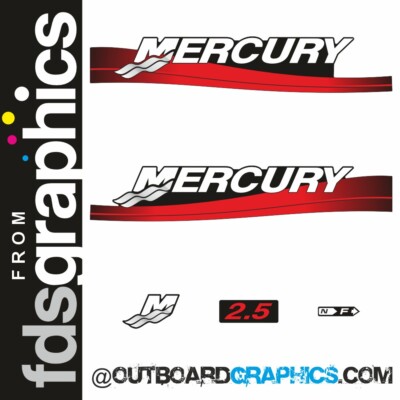 Mercury 2.5hp 2 stroke outboard decals/stickers (2006) inc resin domed M decal