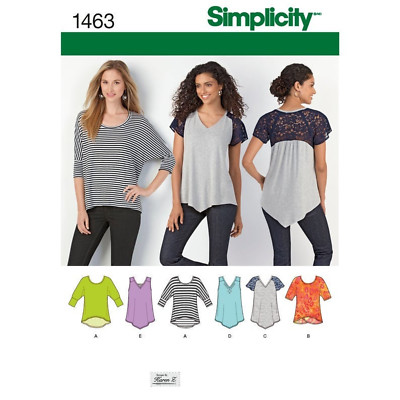 Simplicity 1463 Sewing Pattern - Womens Tops, Knit Tops, Pullover Tops XXS-XXL