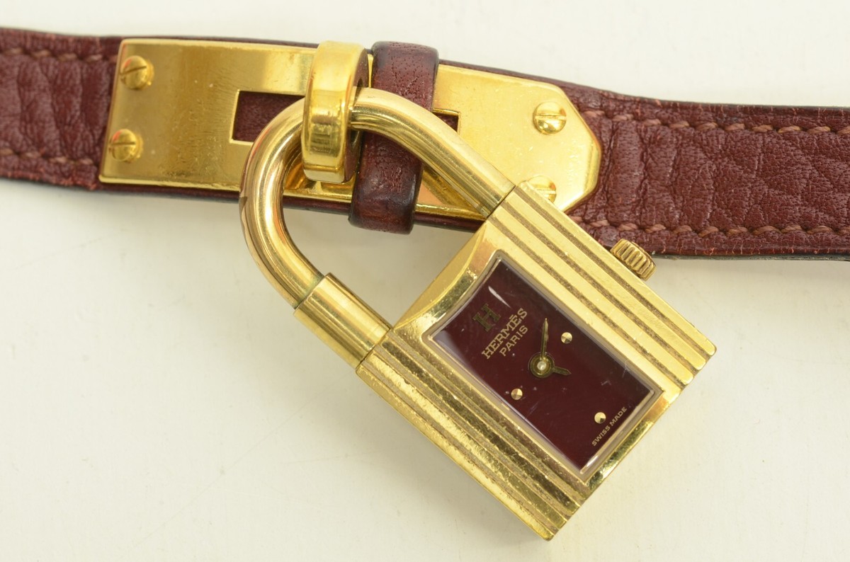 Authentic Hermes Gold Padlock Kelly Watch 19mm x 36mm GP  display picture 1