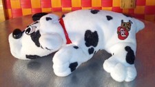 Plush, Pound Puppy, white w/black spots, vtg, 6 1/2" L by Tonka