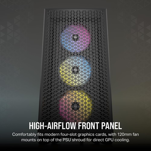 Corsair 3000D RGB Airflow Mid-Tower Computer PC Case Black with 3x RGB Fans - Picture 9 of 11