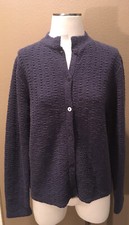 Eileen Fisher M Mauve Boucle Wool Blend Cardigan Sweater W Long Sleeves
