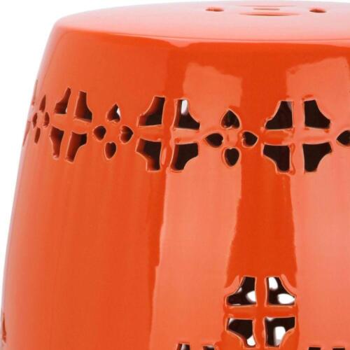 SAFAVIEH Garden Stool Quatrefoil Ceramic Classic Style Weather Resistant Orange - Picture 3 of 3