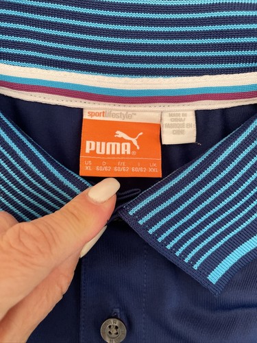 Puma Golf Shirt Navy Stripe COLOR POLO SHIRT Size XL - Picture 4 of 7