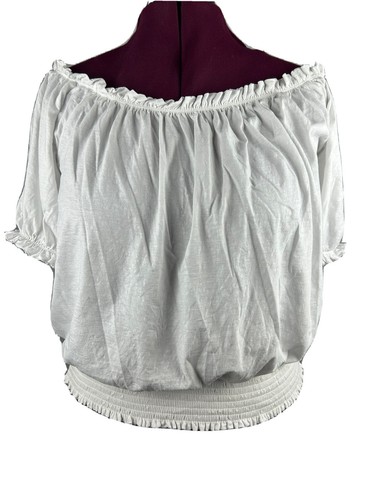 1. State Off The Shoulder Ruffle Hem Cotton Blouse White Sz 3X